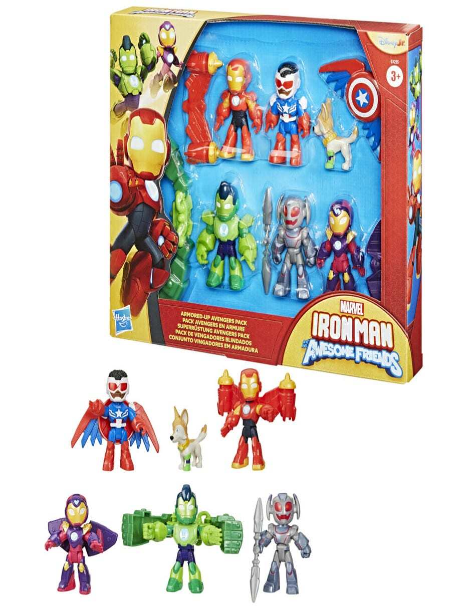 Set figuras de juguete articulada Iron Man y Sus Sorprendentes Amigos Vengadores blindados especial 3