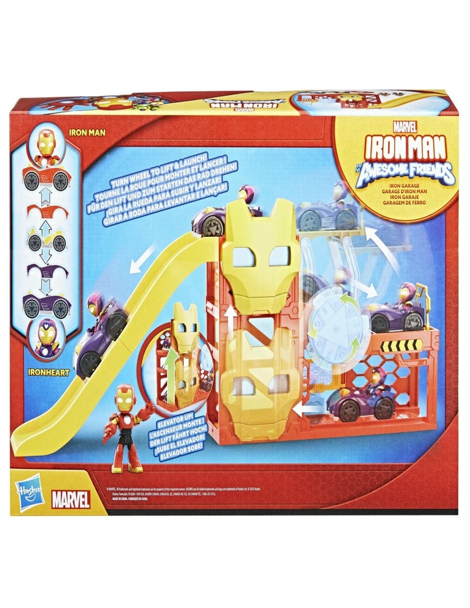 Set figuras de juguete articulada Iron Man y Sus Sorprendentes Amigos Iron Garaje 2 en 1 4