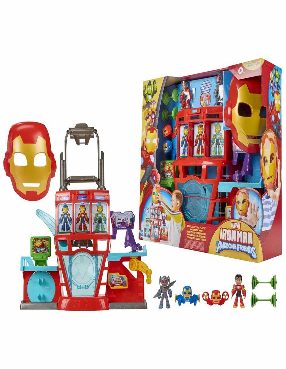 Set figuras acción articulada Iron Man y Sus Sorprendentes Amigos Iron-Cuartel General con sonido 3
