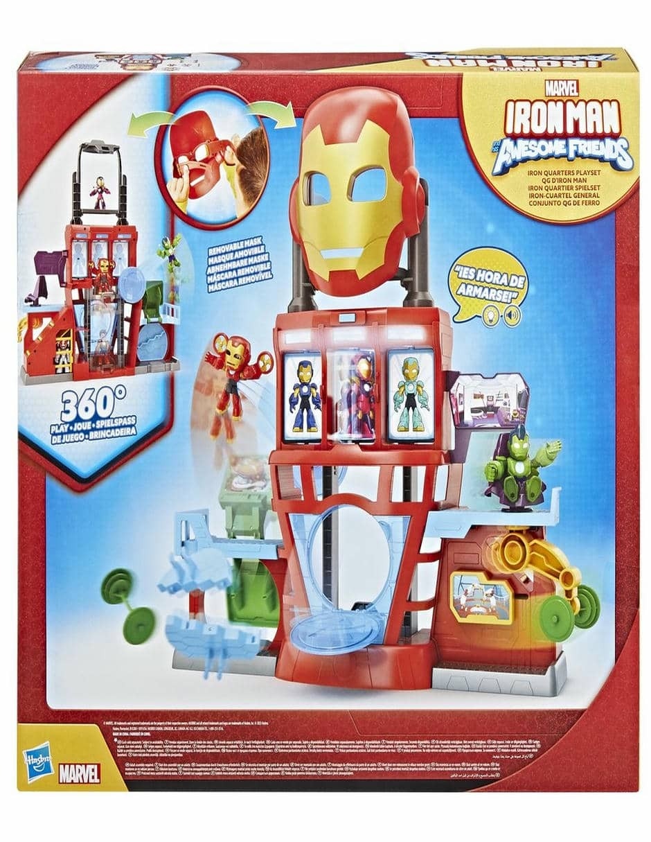 Set figuras acción articulada Iron Man y Sus Sorprendentes Amigos Iron-Cuartel General con sonido 4