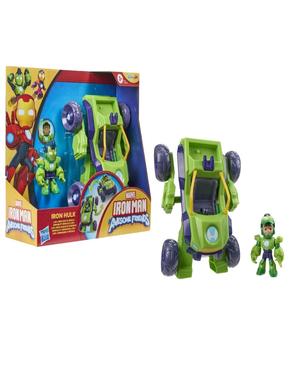 Set figuras acción articulada Iron Man And His Awesome Friends Iron Hulk Vehículo y Armadura 2 en 1 2 en 1 3