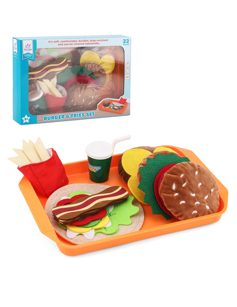 Set hamburguesa y papas juego de rol para niños 2