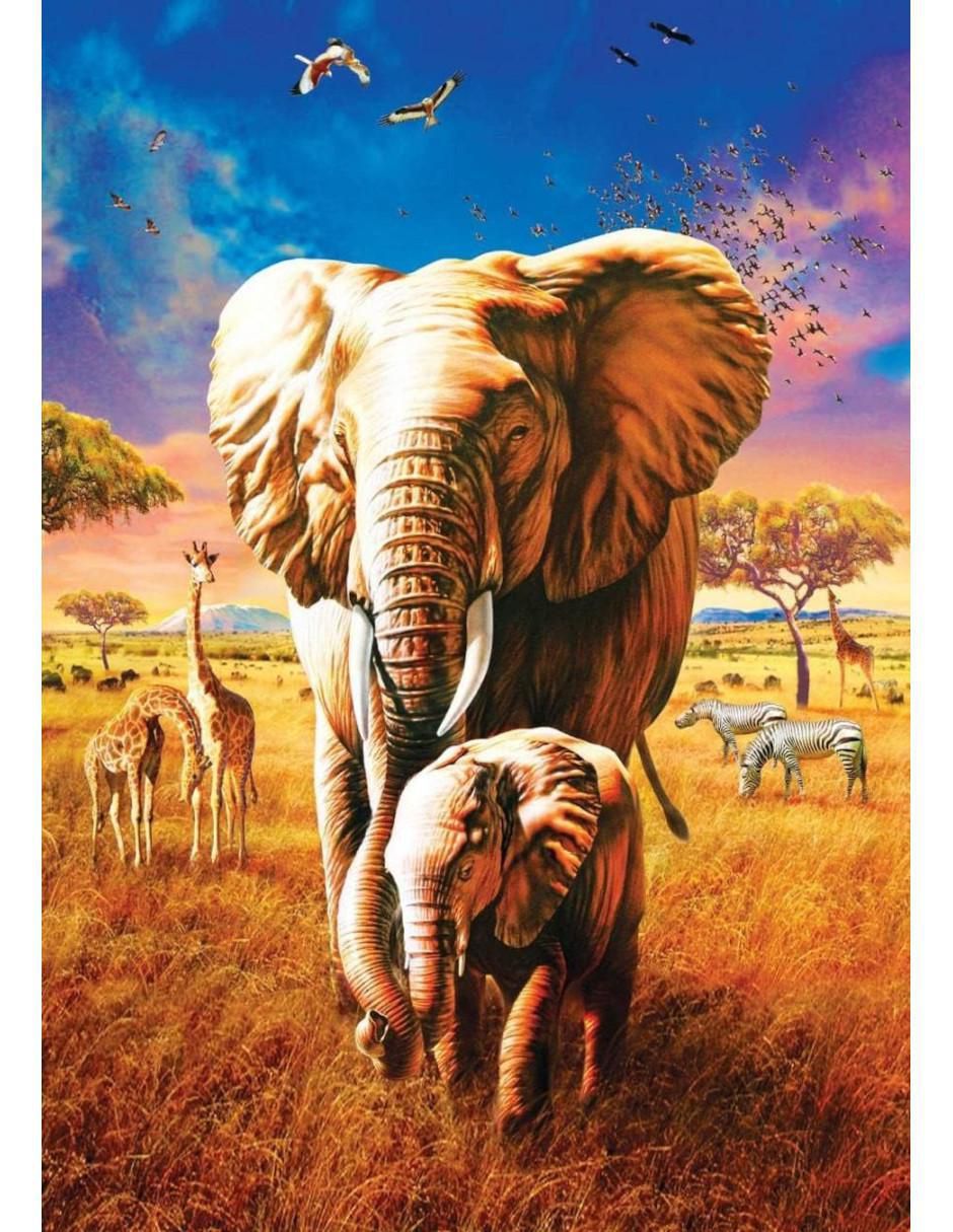 Rompecabezas Madre elefante 1000 piezas 2
