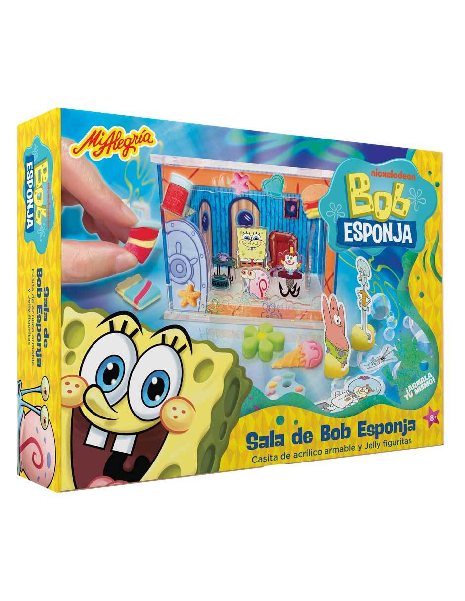 Sala de Bob Esponja casita de acrílico armable y jelly figuritas 2544 3
