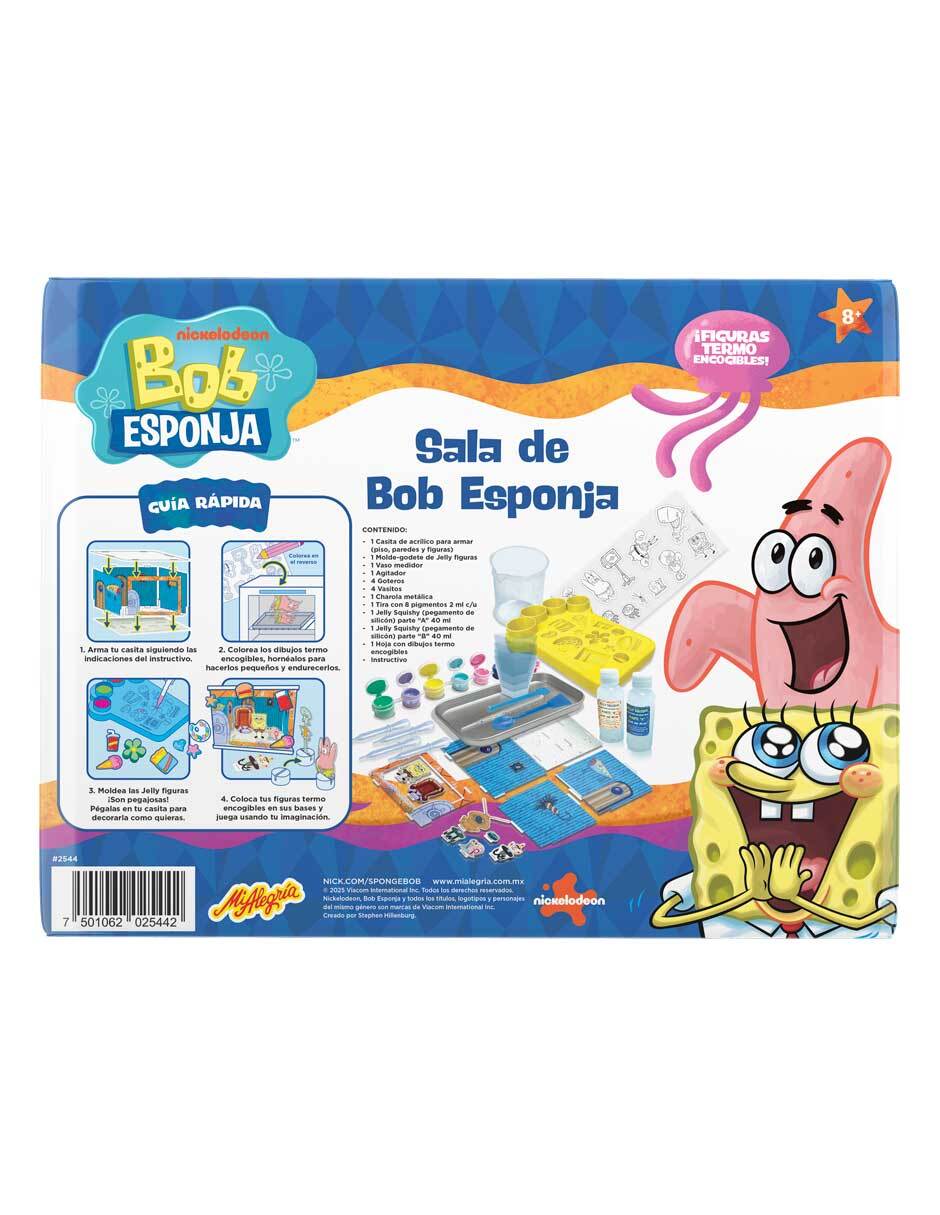 Sala de Bob Esponja casita de acrílico armable y jelly figuritas 2544 4