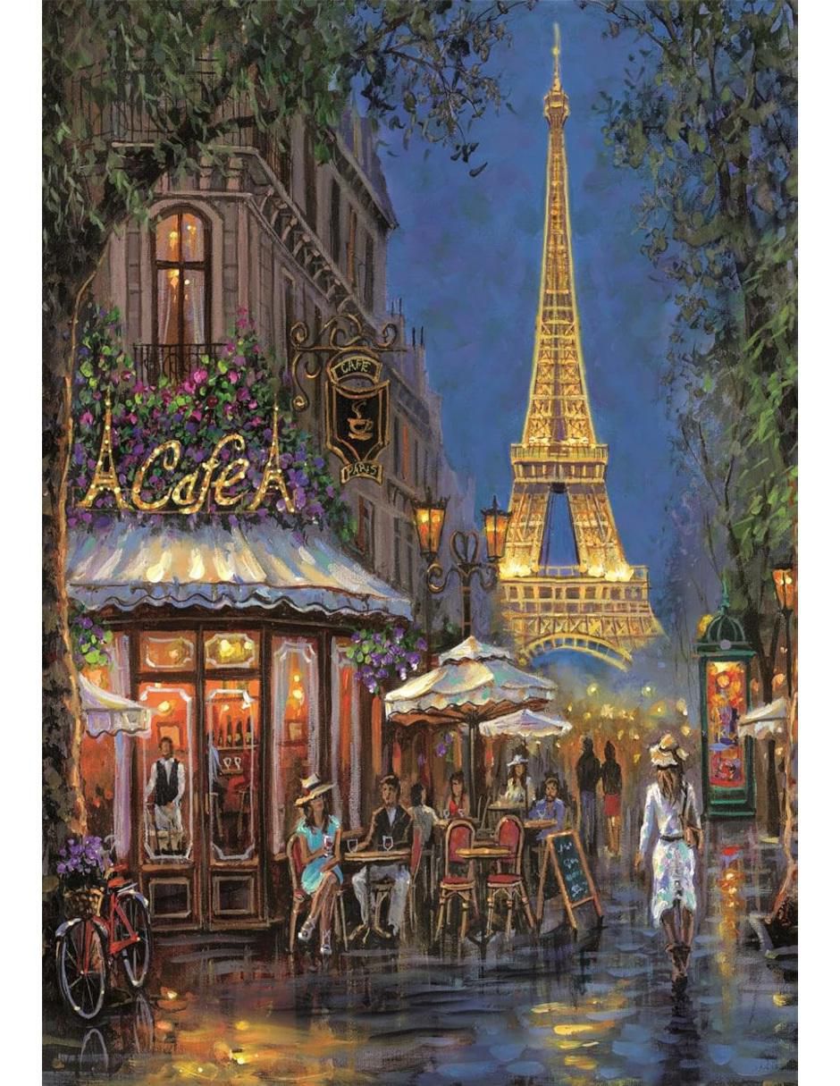 Rompecabezas Torre Eiffel, París Cafe Eiffel de Noche 500 piezas 2