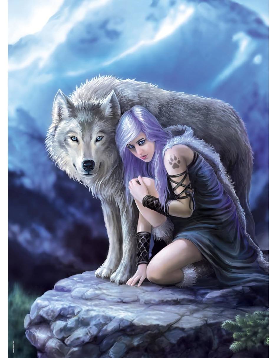 Rompecabezas Mujer Con Lobos Anne Stokes Protector (Compact Pro Ecología) 1000 piezas 2