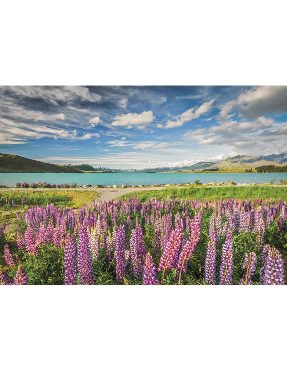 Rompecabezas Paisaje Flores Del Lago Tekapo En Nueva Zelanda (Compact Pro Ecología)  1500 piezas 2
