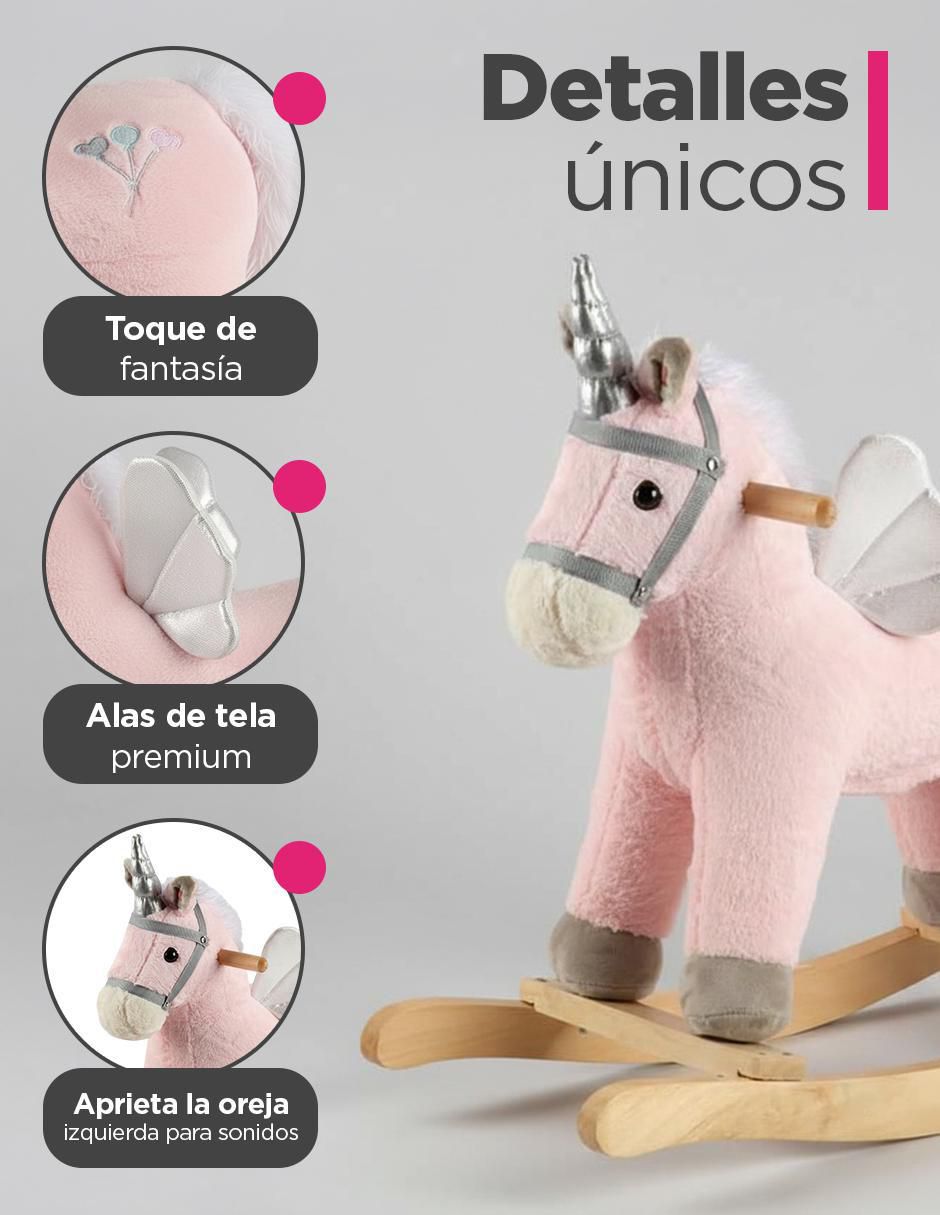 Balancín montable Unicornio Rosa de los Cielos con sonido de batería 3