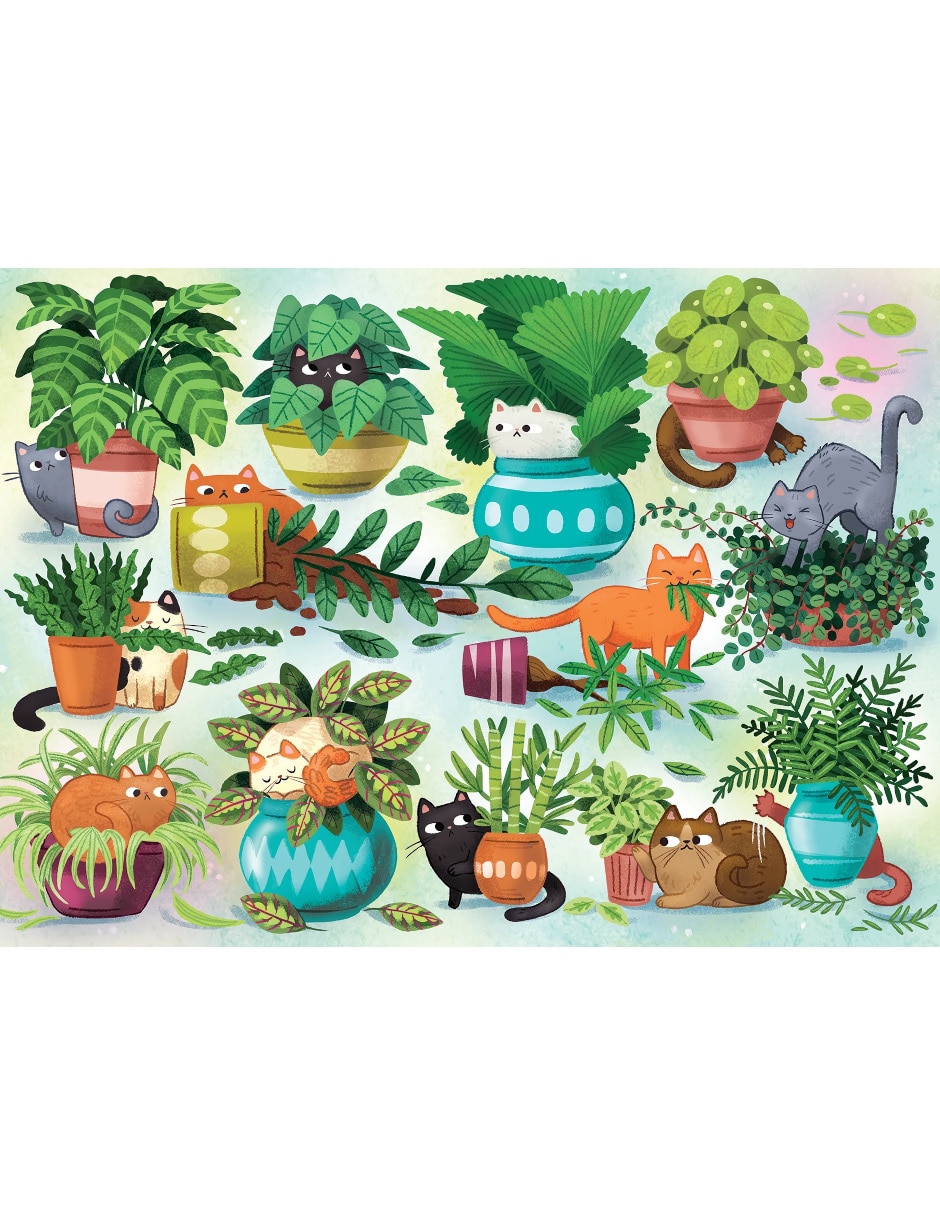 Rompecabezas Gatos y más gatos Cats vs Plants 500 piezas 2