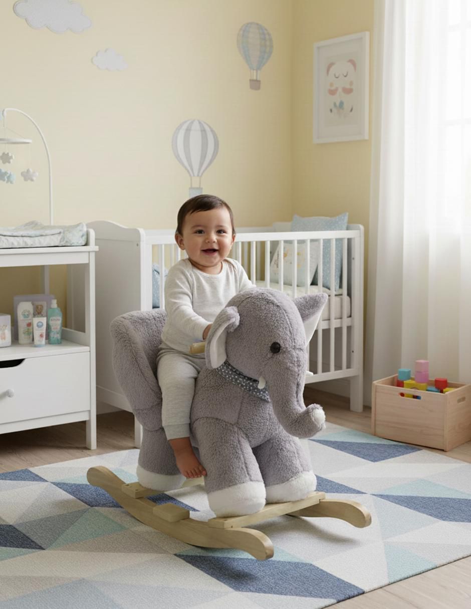 Balancín montable trompy el elefante abrazable con sonido de batería unisex 7