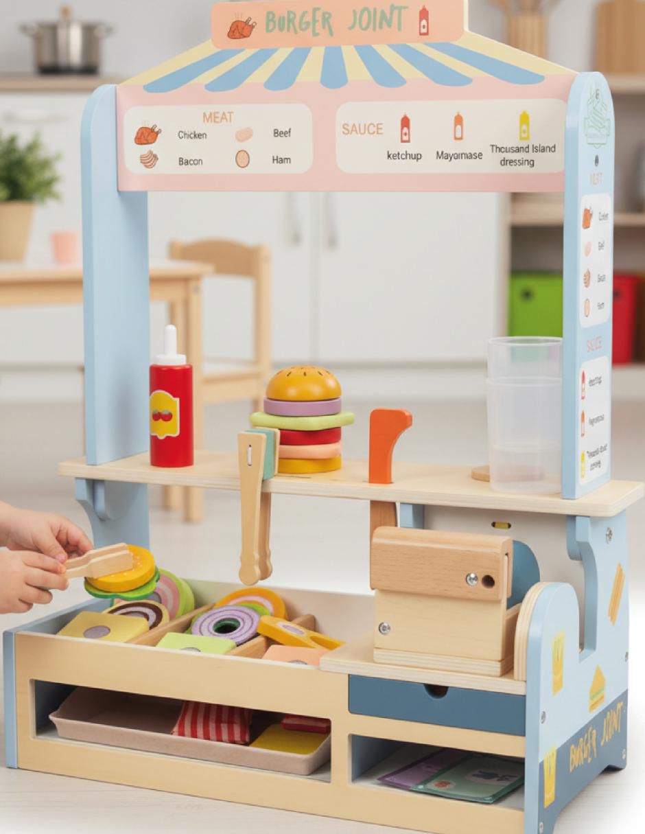 Puesto de hamburguesas juego de rol para niños