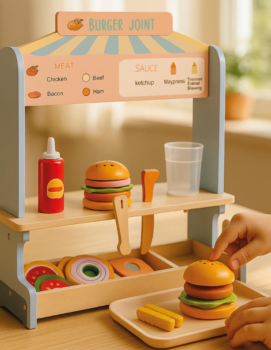 Puesto de hamburguesas juego de rol para niños