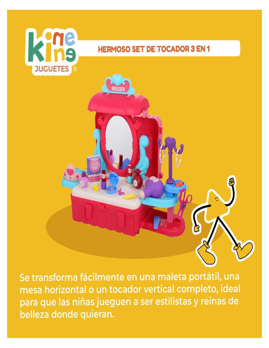 Set de tocador 3 en 1 estilismo juego de rol para niños 5