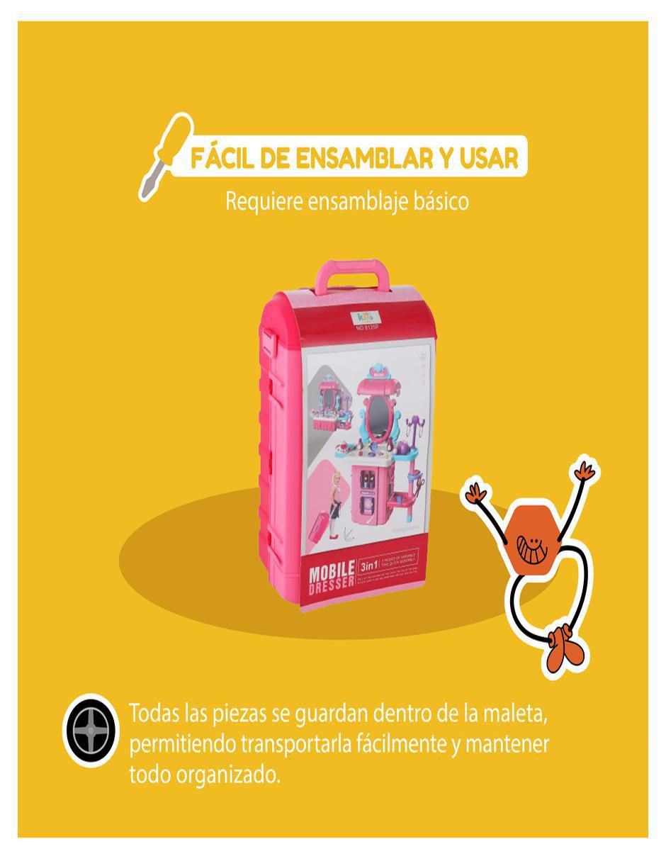 Set de tocador 3 en 1 estilismo juego de rol para niños 6