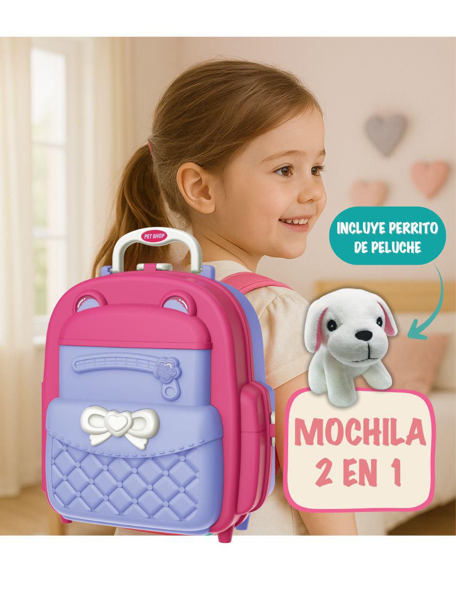 Set 2 en 1 Veterinaria y Belleza con Perrito de Peluche juego de rol para niños 3